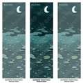 Bookmark depicting a nighttime scene in a swamp. There is a frog peaking up over the surface of the water, surrounded by various pond rocks, lilypads, and the glimmering water being illuminated by the crescent moon above. In the top left of the bookmark reads "March 2026". At the bottom center reads "Duckweed Bookstore© Spencer Marco". To the left and right, the bookmark has been replicated in lower opacity. Designed by Spencer Marco for Duckweed Bookstore.